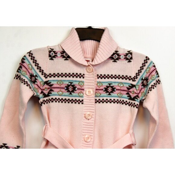 2006 Gymboree Park City Luxe Pink Fair Isle Sweater Duster sz 6 12 NWT Knit - Picture 2 of 9